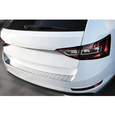 Image of Recambo Boot Sill Protector Stainless Steel Chrome Compatible with Skoda Superb III Estate from 2015 Onwards Folded Edge 107c Premium Quality