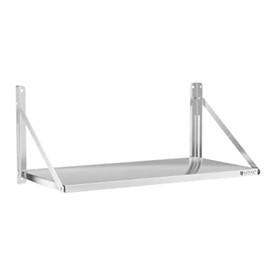 Image of Royal Catering Stainless Steel Wall Shelf Folding Commercial Kitchen 100x45cm 40kg RC TFWH10045 (Silver Colour, 1 Shelf)