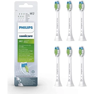 Image of Philips Sonicare Original W2 Optimal White Standard Sonic Toothbrush Heads 6 Pack in Black (Model HX6066/10)