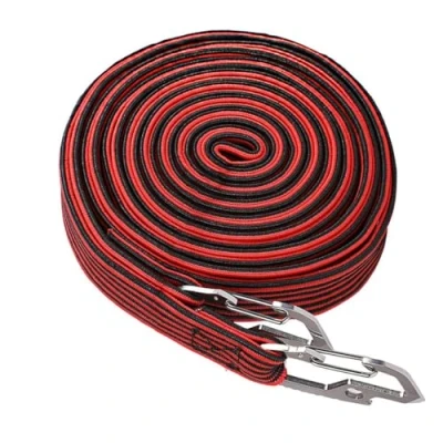 Image of 4 Meter Multifunction Long Bungee Cords Hooks, Highly Stretchy Clips Bike Motorbike Luggage Cord Rope, Great for Hand Carts, Cargo, Camping Red