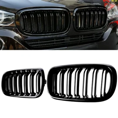 Image of Gangying F15 Kidney Grille Compatible for BMW X5 Series X6 F16 X5M F85 X6M F86 2014 2015 2016 2017 2018 2019 Glossy Black Double slat Grill