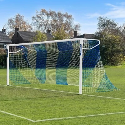 Image of FORZA 24ft x 8ft Full Size Striped Football Goal Net Replacement Nets [SINGLE] (Blue/White)