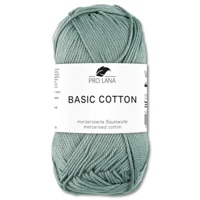 Image of Frida&#039;s Wollhaus Pro Lana 50 g Basic Cotton Knitting Crochet Wool Yarn 64 Colours (73 Grey Green)