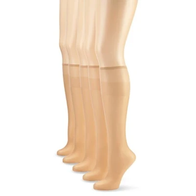 Image of Nur Die Women&#039;s 5er Knie Seidenfein, 626969 Knee High Socks, 15 DEN, Brown (Amber 230), one Size (Pack of 5)