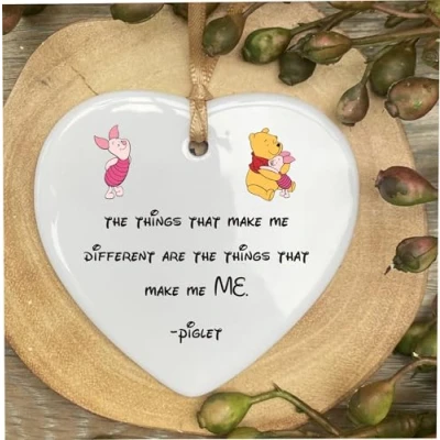 Image of Piglet Walt Disney Winnie The pooh Quote Ceramic Heart Shape Plaque Gift Sign cr51