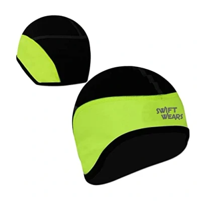 Image of Skull Cap Windproof Thermal Under Helmet Cycling Running Winter Bicycle Hat Headwear Men Women Head Ear Warmer Bike Liner (Green)