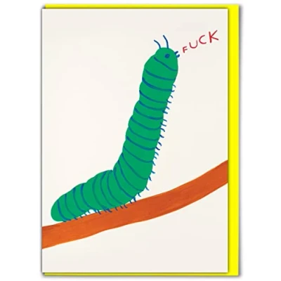 Image of Brainbox Candy Official David Shrigley Rude Birthday Card &#039;Caterpillar F*ck&#039; Cheeky Cards For Him Her Men Women Alternative Humour Friends Family Partner Sold