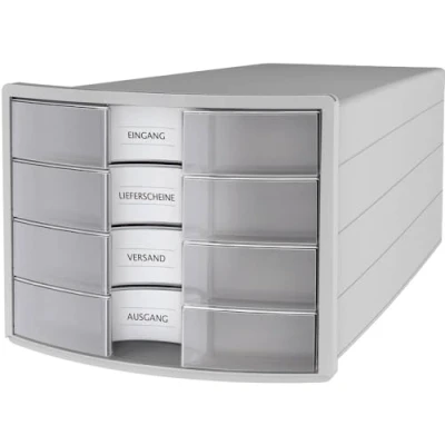 Image of HAN 1012 63 Impuls Drawer Box A4/C4 with 4 Closed Drawers Light Grey/Translucent