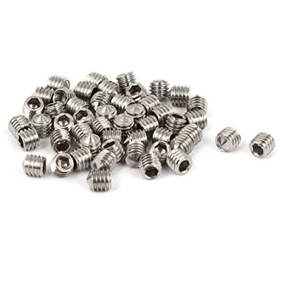 Image of Sourcingmap M3 x 3mm Cone Point Hex Socket Set Grub Screw Silver Tone 50 Pcs