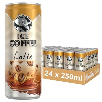 Image of HELL Ice Coffee Latte 24 x 250ml Cans Multipack 40mg/100ml Caffeine Contains Real Arabica &amp; Robusta Bean Extracts 75% UHT Milk Preservative Free Iced Ready To Drink
