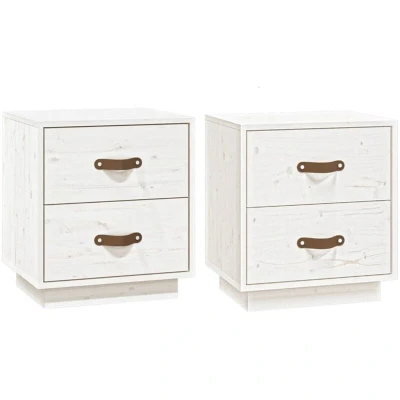 Image of vidaXL Bedside Cabinets 2 pcs White 40x34x45 cm Solid Wood Pine