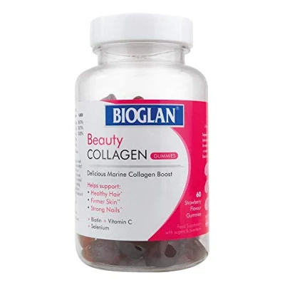 Image of Bioglan Collagen Gummies 1000mg Hydrolysed Marine Biotin Selenium &amp; Vitamin C Strawberry Flavoured 60