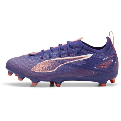 Image of Puma Ultra 5 PRO FG/AG JR Unisex Moulded stud football boots for kids, Size: 4, Lapis lazuli/white/sunset glow Textile/synthetics