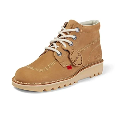 Image of Kickers Men&#039;s Kick Hi Classic Ankle Boots Extra Comfortable Added Durability Premium Quality, Tan/Light Cream, 12 UK