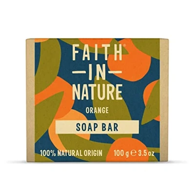 Image of Faith In Nature Natural Orange Hand Soap Bar, Detoxifying, Vegan &amp; Cruelty Free, No SLS or Parabens, 100g