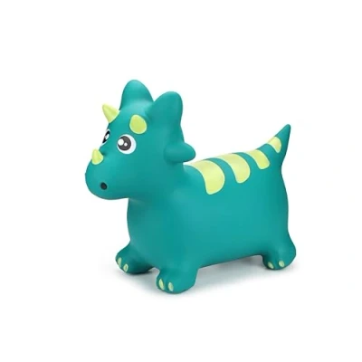 Image of Curvaso Inflatable Jump Bounce Space Hopper Animal Ride On Fun Toy Unicorn Donkey Horse Dinosaur Bull Teddy Bear Kid Adult Children Exercise Fitness &amp; Pump Included (Green Dino (1))