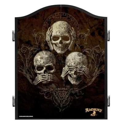 Image of Officially Licensed Alchemy Dart Board Cabinet Heavy Duty Gothic Horror Design Dartboard Storage Unit (No Evil)