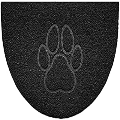 Image of Nicoman Embossed Halfmoon Half Circle Door Mat Dirt Trapper Jet Washable Doormat 70x44cm (Black, PAW Shape) Use Indoor or Sheltered Outdoor