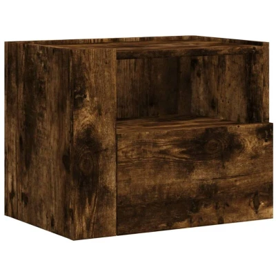 Image of vidaXL Wall mounted Bedside Cabinet Smoked Oak 45x30x35 cm