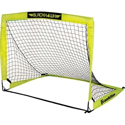 Image of Franklin Sports Blackhawk Backyard Soccer Goal Portable Kids Net Pop Up Folding Indoor + Outdoor Goals 4&#039; x 3&#039; Optic Yellow