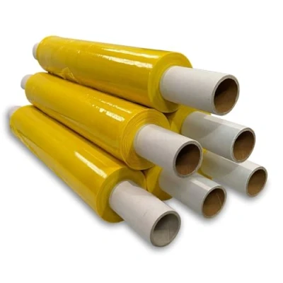Image of JeeJaan® 6 Rolls Yellow Pallet Wrap 400mm x 250m 23mu 1.50kg Extended Core Tear Resistant Shrink &amp; Stretch Water Moisture Proof Industrial Cling Film Multi Use Furniture