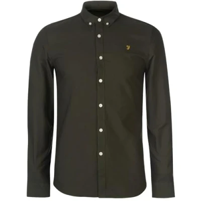 Image of Farah Men&#039;s Brewer Slim FIT Cotton Oxford Shirt, Evergreen, S