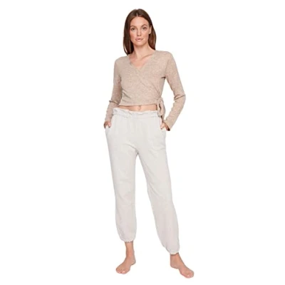 Image of Trendyol Women&#039;s Woman Loungewear Loose Sweatpants, Beige, XS UK