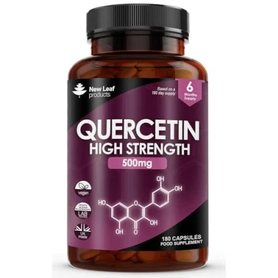 Image of Quercetin 500mg High Strength Antioxidant Supplements (6 Months Supply) 180 Vegan Pure Capsules Easy to Swallow One A Day Gluten Free &amp; Non GMO, Made in UK by New Leaf