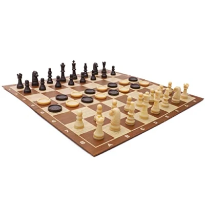 Image of Toyland® 57 Piece Game Set With Foldable Board &amp; Storage Box 3 Games; Chess, Checkers Noughts and Crosses Ages 3+