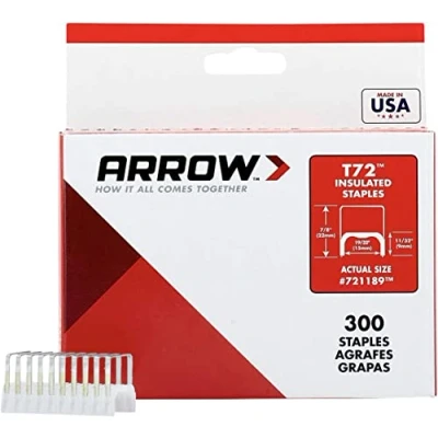 Image of Arrow A721189 Insulated Staples, T72, 9 mm x 15 (Pack of 300), Silver