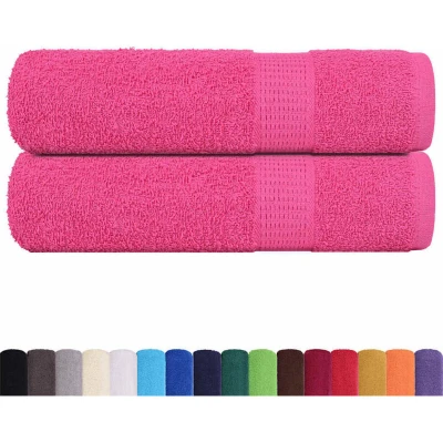 Image of vidaXL Bath Towels 2 pcs Pink 100x150 cm 360 gsm 100% Cotton