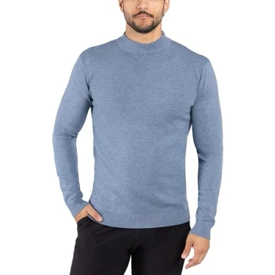 Image of X RAY Turtleneck Mock Neck Sweater for Men Slim Fit Pullover with Roll Collar, Heather Slate Neck, XXL