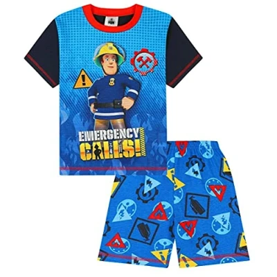 Image of Fireman Sam Boys Emergency Calls Short Pyjamas Blue (18 24 Months)
