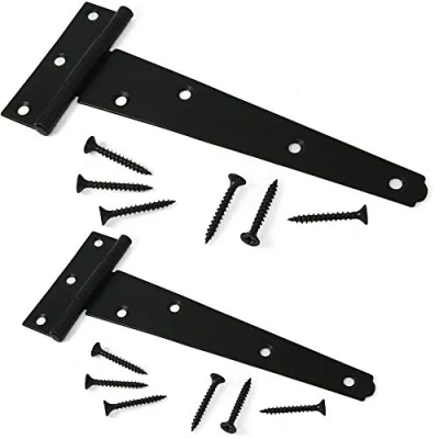 Image of 2X Tee Hinges Light Duty Gate Shed Door Hinge Fixing Screw 10&quot; 250mm Black 1Pair