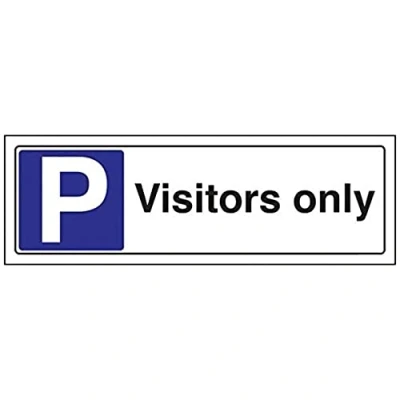 Image of V Safety 74033AX R Visitors Only Parking Sign Landscape 300mm x 100mm 1mm Rigid Plastic, Black/Blue