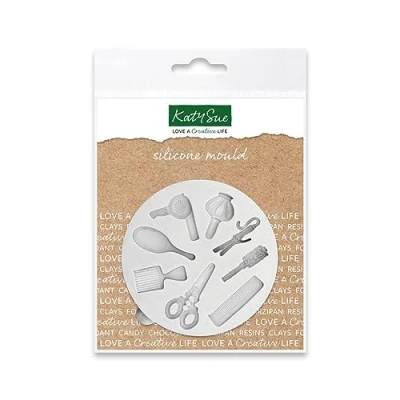 Image of Katy Sue Miniature Hairdressing Silicone Mould for Cake Decorating &amp; Craft Size 80 x 75 10mm or 3.2 3 0.4 inches