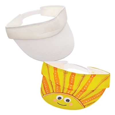 Image of Baker Ross FX739 Fabric Sun Visors Pack of 2, White Hats for Personalising and Decorating