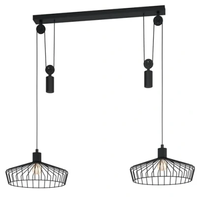 Image of EGLO Winkworth hanging light, cage lampshade, 2 bulb