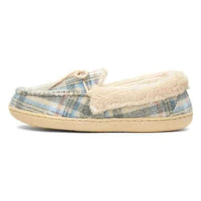 Image of Jo &amp; Joe Pembroke Womens Cream Tartan Slipper Size 8 UK Off White