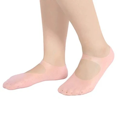 Image of Silicone Socks, 1 Pair of Foot Anti Cracks Protective Care Socks Heel Protector Prevention Pad Tool for Cracked Feet in Dry Skin Unisex(Pink L)