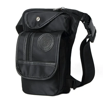 Image of Xieben Nylon Drop Leg Bag for Men Women Tactical Military Thigh Waist Belt Pouch Motorcycle Riding Cycling Travel Outdoors Sports Bum Fanny Pack Black