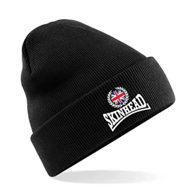 Image of HiViz Kings Skinhead Beanie Hat Embroidered Logo Pristine Finish Beenie (Black)