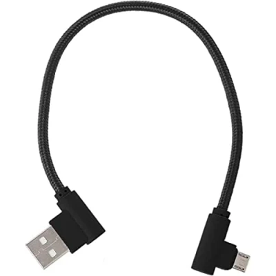 Image of Mr. Gadget&#039;s Solutions 90 Degree Micro USB Sync Data Charger Cable 25cm Braided, Right Angle Design Fast Charging for Android Devices