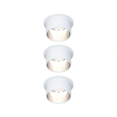 Image of Paulmann 93385 LED Light Gil 3 Step dim Round incl. x 6 Watt Dimmable Brushed Recessed Spotlight Aluminium Spot 2700 K Coin, Matte White/Iron