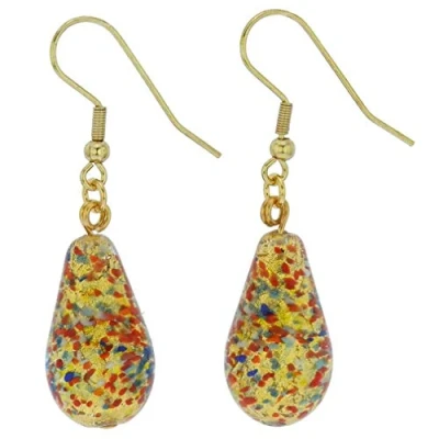 Image of GlassOfVenice Murano Glass Teardrop Earrings Multicolor Confetti