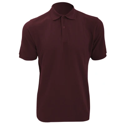 Image of Russell Athletic Mens Ripple Collar &amp; Cuff Short Sleeve Polo Shirt (Burgundy) Size 2XL