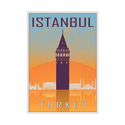 Image of Wee Blue Coo Travel Istanbul Turkey Galata Tower Byzantine Wall Art Print