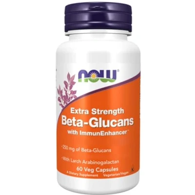 Image of Now Foods, Extra Strength Beta Glucans, 500mg, High Dose, 60 Vegan Capsules, Vegetarian, SOYA Free, Gluten GMO Free