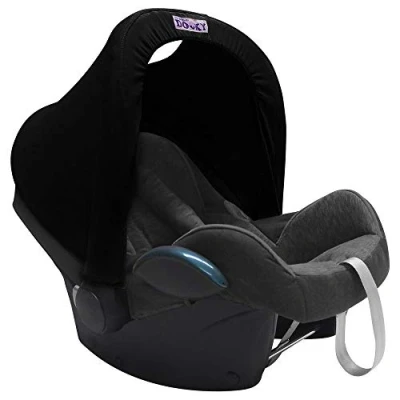 Image of Dooky Hoody Cover for Baby Car Seat/ Pram/ Stroller/ Pushchair, Universal Fit, Protects from Sun, Wind and Light Rain, UPF 50+ UV Protection, Easy to Install Wash, Plain Black