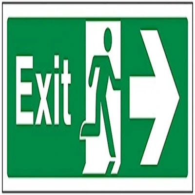 Image of V Safety Exit Arrow Right Sign 300mm x 100mm 1mm Rigid Plastic